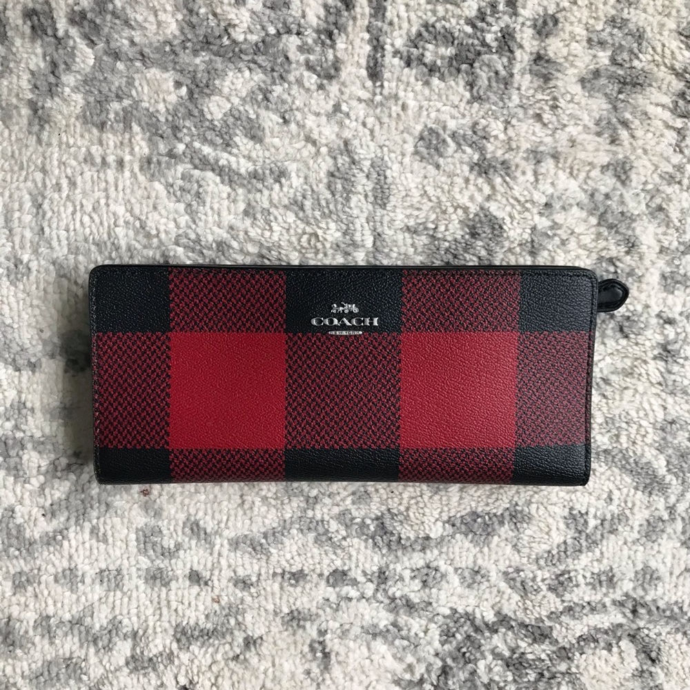 Coach Slim Snap Long Wallet, Buffalo Plaid Print, 7304 - Picture 11 of 12